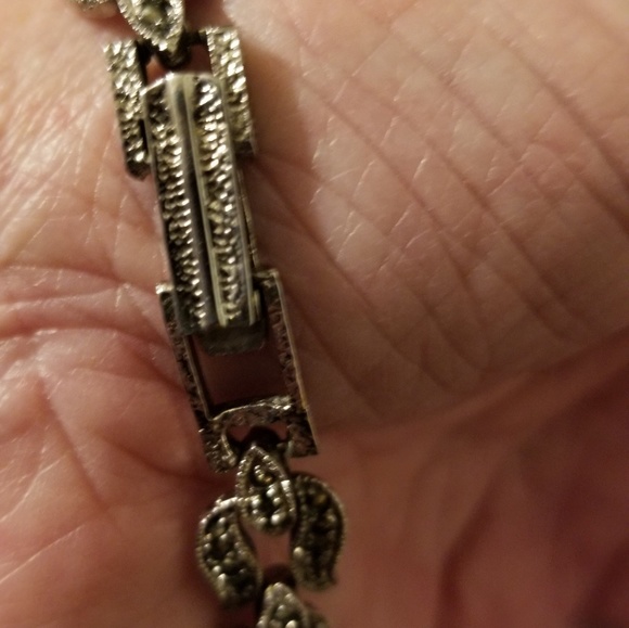 Elgin silver AMETHYST and Marcasite Watch VINTAGE - Picture 3 of 4